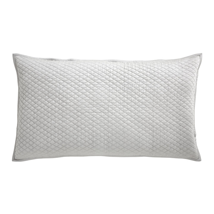 KS-266-2036_1|Light grey silver quilted coverlet with a subtle diamond pattern, perfect for elegant bedroom decor & layering.