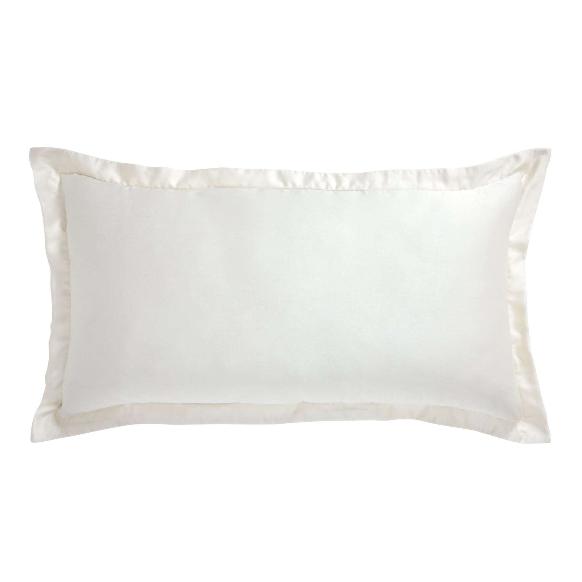 KS-046-2036_1|Luxurious ivory satin duvet cover, silky smooth finish, wide flanged edge, opulent and elegant addition to any bedroom.