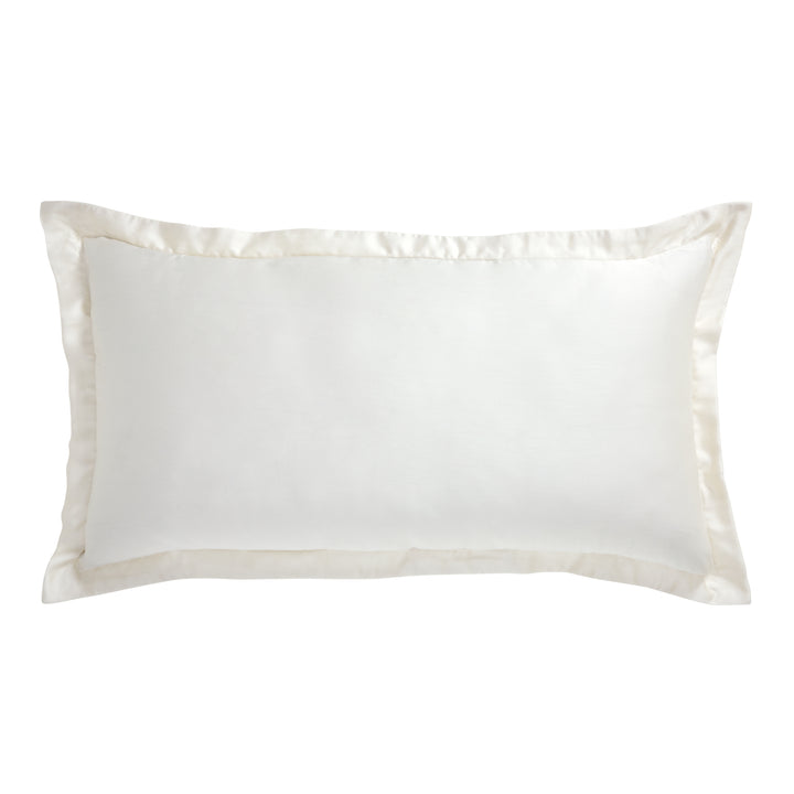KS-046-2036_1|Luxurious ivory satin duvet cover, silky smooth finish, wide flanged edge, opulent and elegant addition to any bedroom.