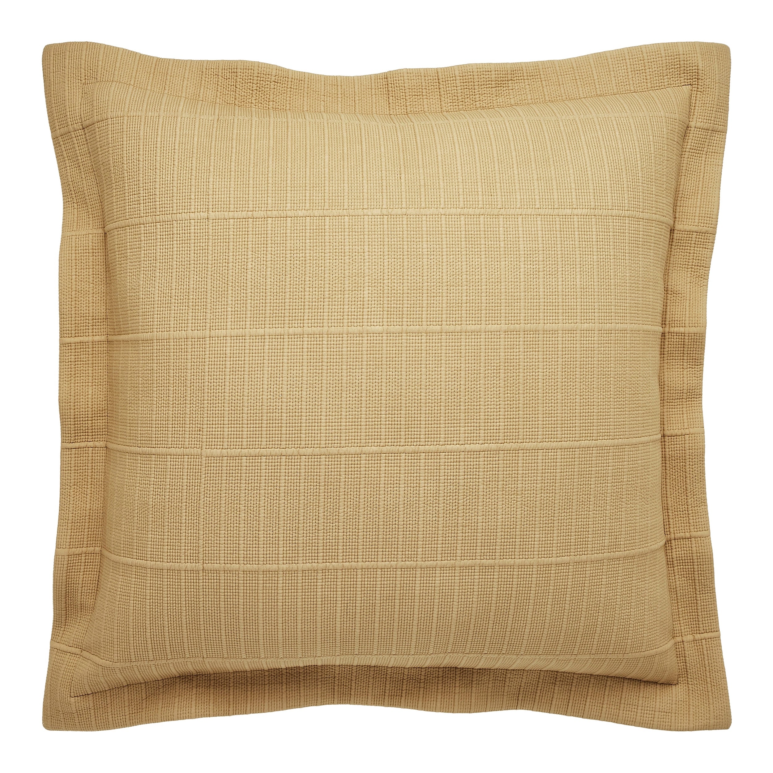 ES-269-2626_1|Light brown textured coverlet pillow sham with woven ribbed design, enhancing cozy bedroom aesthetics.