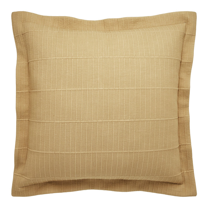 ES-269-2626_1|Light brown textured coverlet pillow sham with woven ribbed design, enhancing cozy bedroom aesthetics.