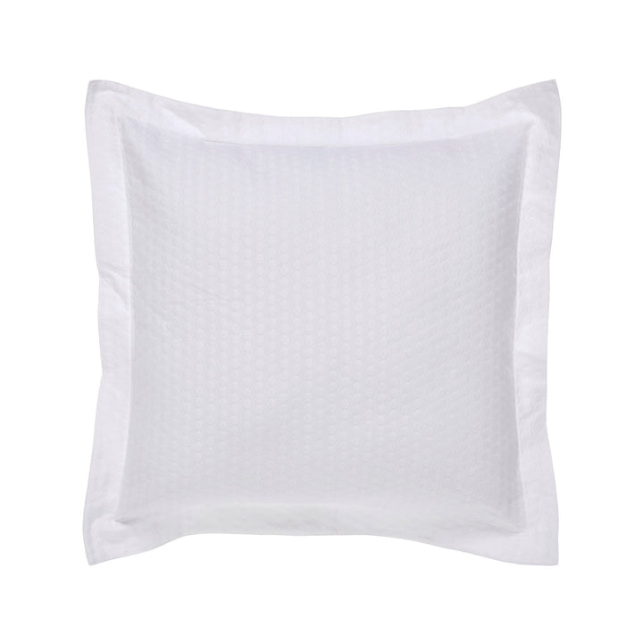 ES-174-X_1|White square pillow sham with a subtle textured pattern, providing elegant layering and sophisticated comfort for bedding.