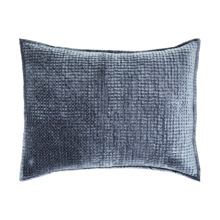 SS-195-2026_1|Opulent dark grey velvet quilted coverlet sham, providing a rich, sophisticated feel and luxurious comfort to your bed.