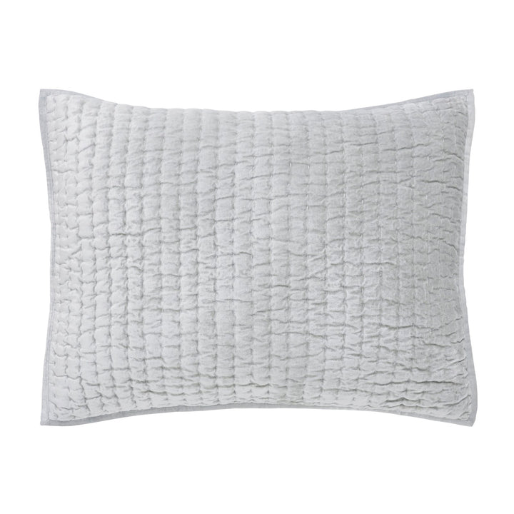 SS-352-2026_1|Light grey quilted bed sham, soft textured fabric with stylish vertical stripe quilting for a modern and cozy bedroom.