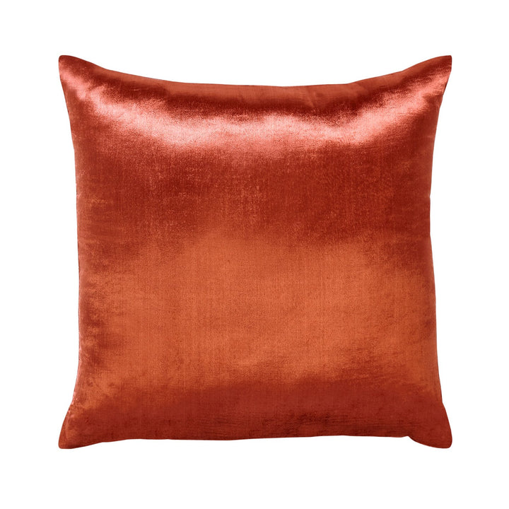 DP-1364-2222_1|Plush burnt orange velvet throw pillow, a vibrant accent for living rooms or bedrooms, adding color and texture.