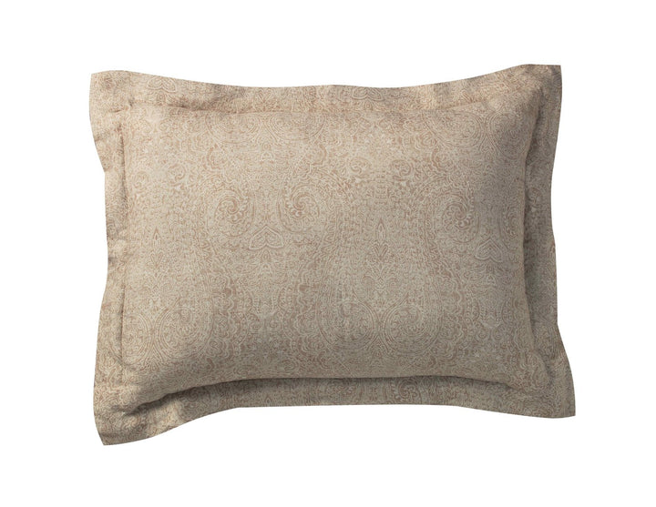 SS-012-X_1|Classic beige paisley patterned pillow sham. Adds a touch of timeless elegance and intricate detail to any duvet cover set.