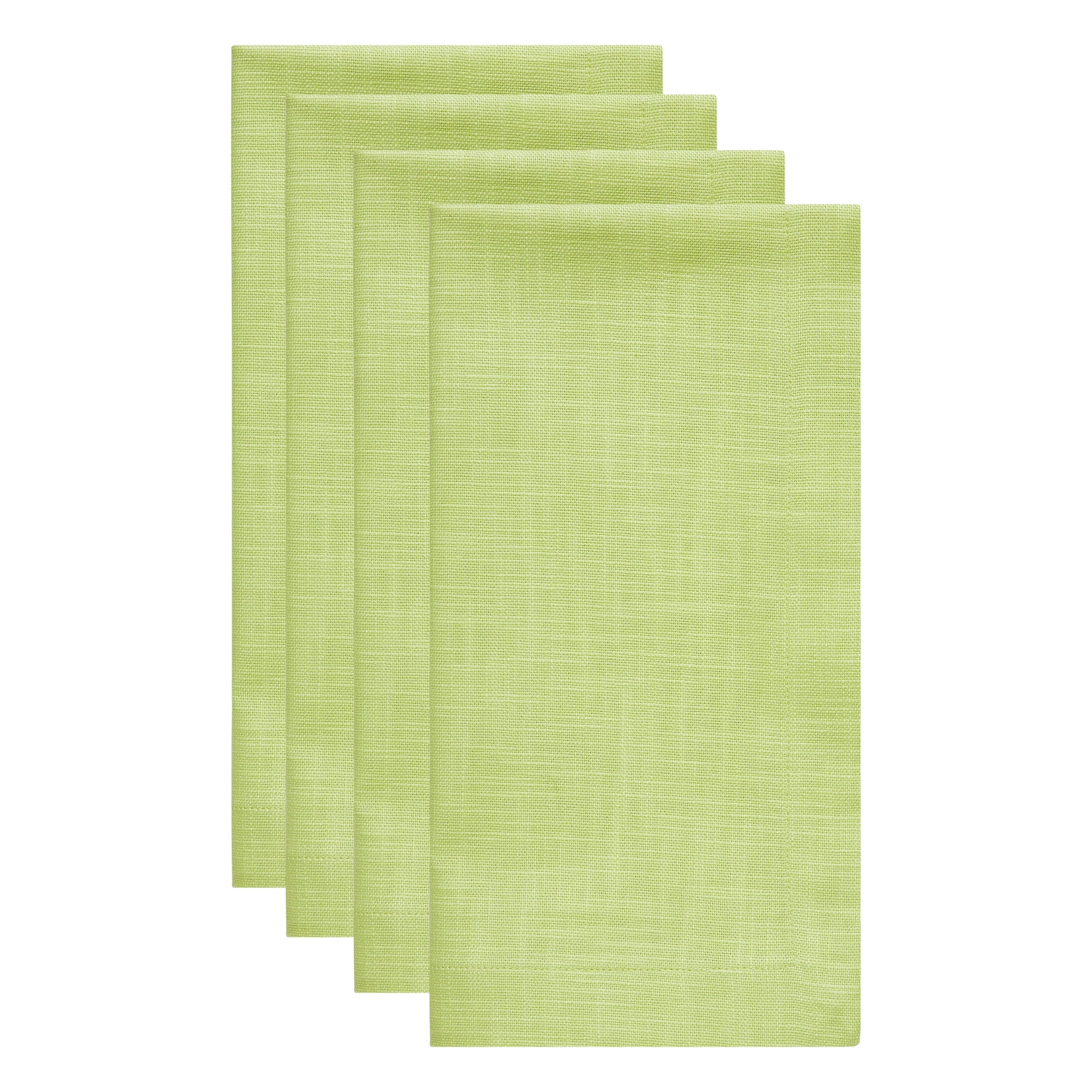 NP-4804-2020_2|Four folded lime green fabric napkins for elegant table settings. Reusable, washable dining accessories for entertaining.
