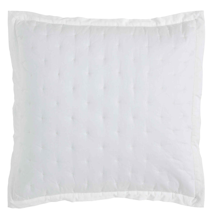 SS-349-X_1|Crisp white square pillow sham, diamond quilted pattern with clean flange edges, ideal for classic, serene bedroom styling.