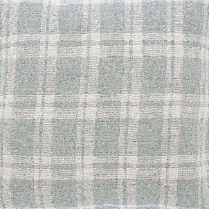 TP-119-1640_4|Mint green and white plaid pillow cover featuring a refreshing grid design. Soft, inviting fabric for bed or accent pillows, perfect for relaxation.