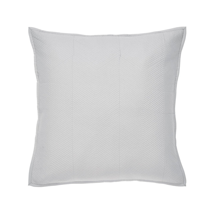 ES-172-2626_1|Light grey chevron quilted coverlet sham. Chic, versatile bedding accent for calm and modern bedroom designs.