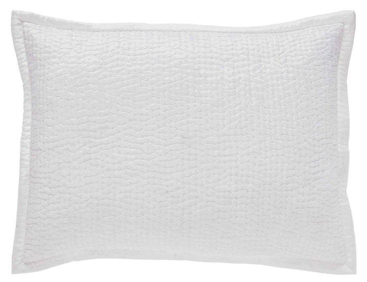 SS-165-X_2|White rectangular coverlet with a subtle, textured, waffle-like quilting pattern and neat stitched edges.