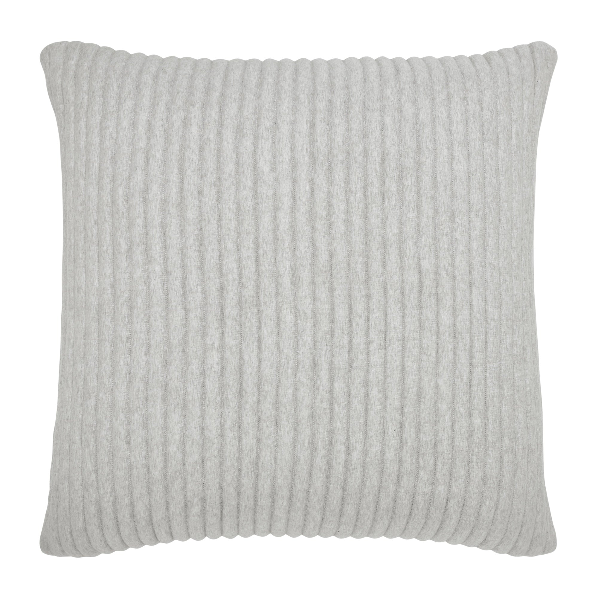 ES-375-2626_1|Single light grey ribbed decorative throw pillow, showcasing its textured pattern. Modern, cozy, and stylish home accent.