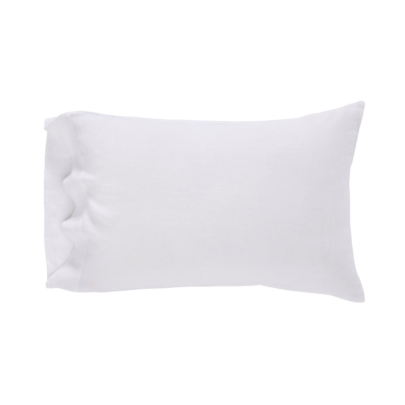 AKP-514-2040_1|Crisp white 100% Linen sheets pillowcase. Breathable and natural bed linen, offering luxurious comfort and texture.