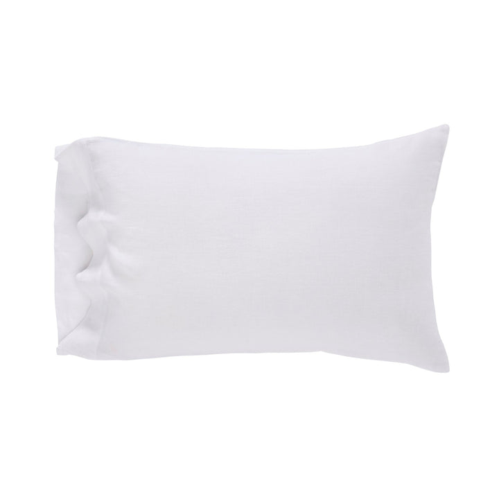 AKP-514-2040_1|Crisp white 100% Linen sheets pillowcase. Breathable and natural bed linen, offering luxurious comfort and texture.
