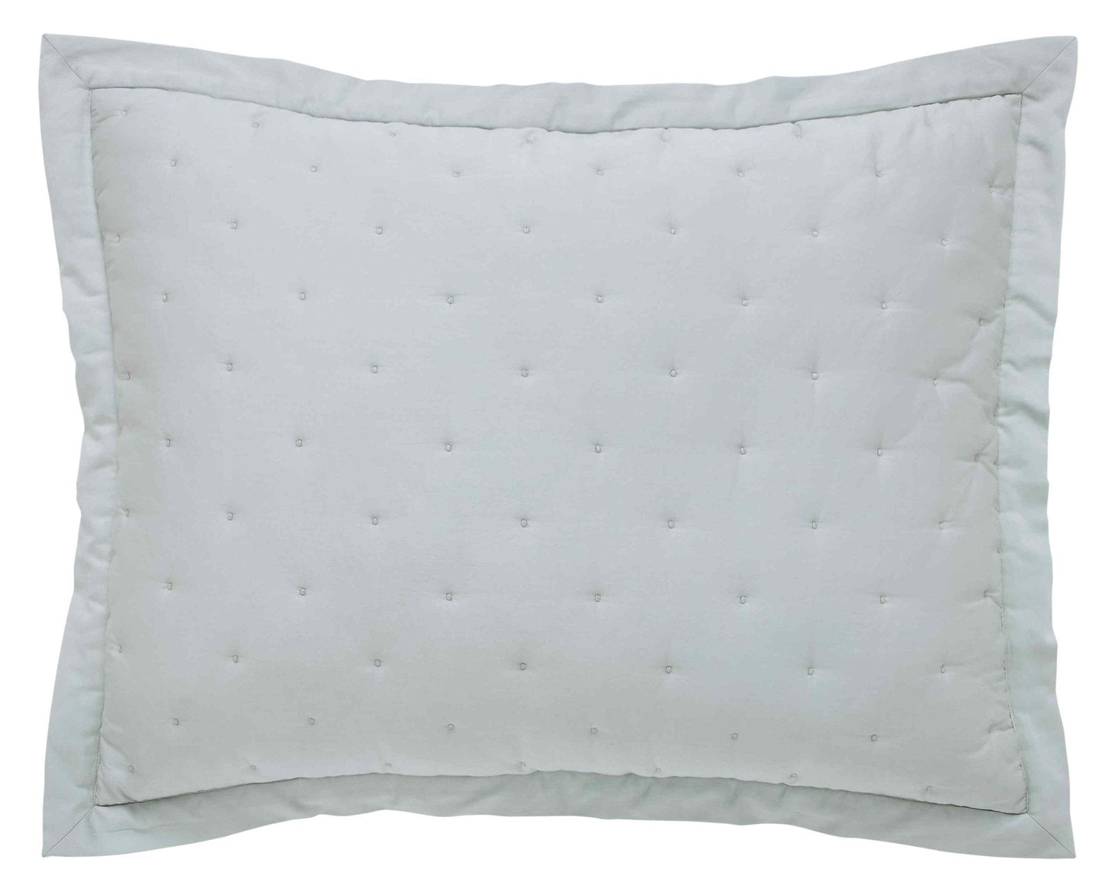 SS-351-2026_1|Soft light blue quilted pillow sham with subtle stitched details, offering serene comfort and a calming aesthetic to any bed.