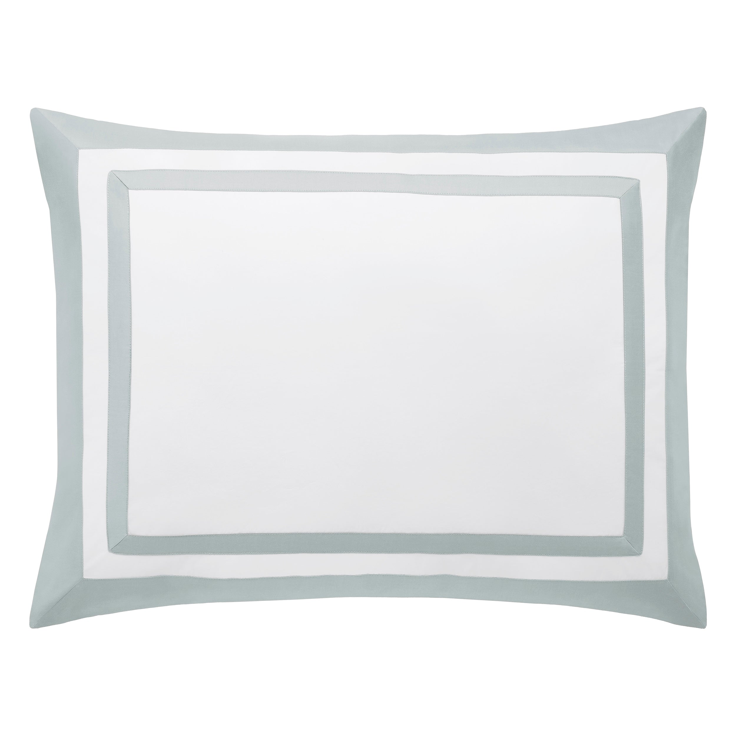 SS-063-2026_1|Elegant white duvet cover featuring a beautiful double light blue border, offering a serene and refined look for any bed.