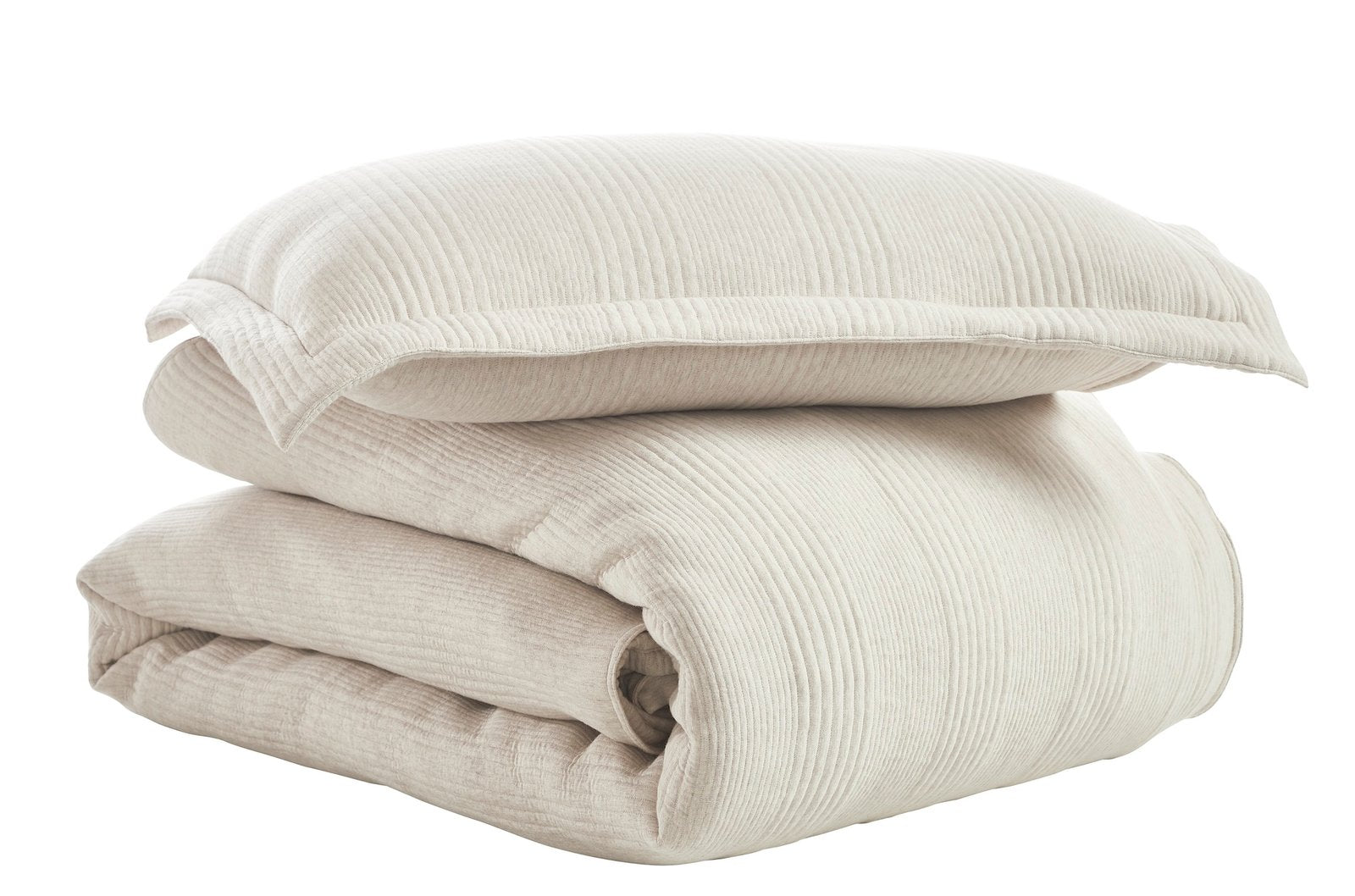 DT-040-9092_7|Soft light beige ribbed duvet cover, cozy textured fabric for comfortable modern bedding. Natural aesthetic.