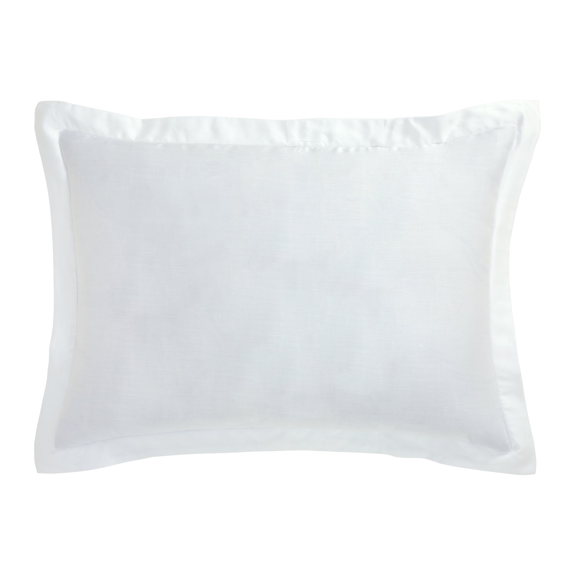 SS-045-X_1|Elegant white pillow sham with a crisp flange border, perfect for sophisticated duvet cover sets and bedding.
