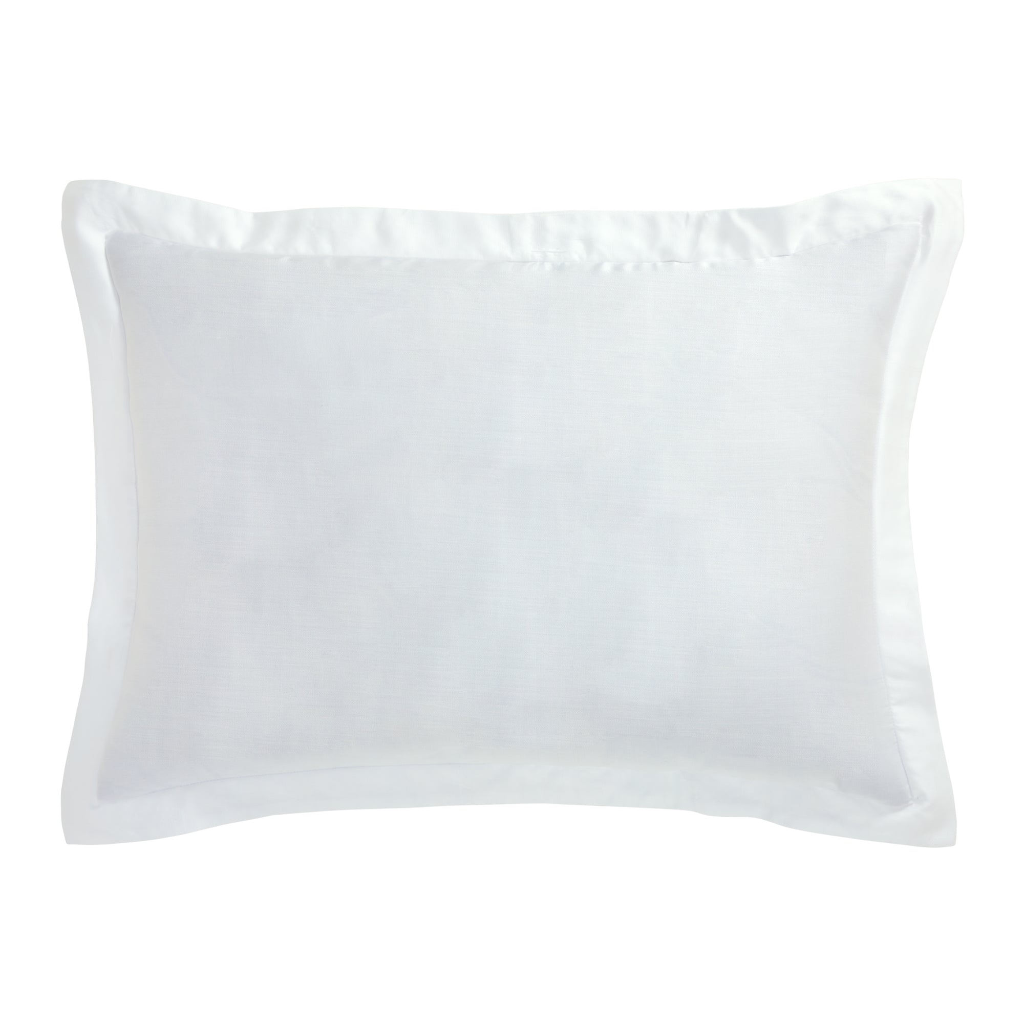SS-045-X_1|Elegant white pillow sham with a crisp flange border, perfect for sophisticated duvet cover sets and bedding.
