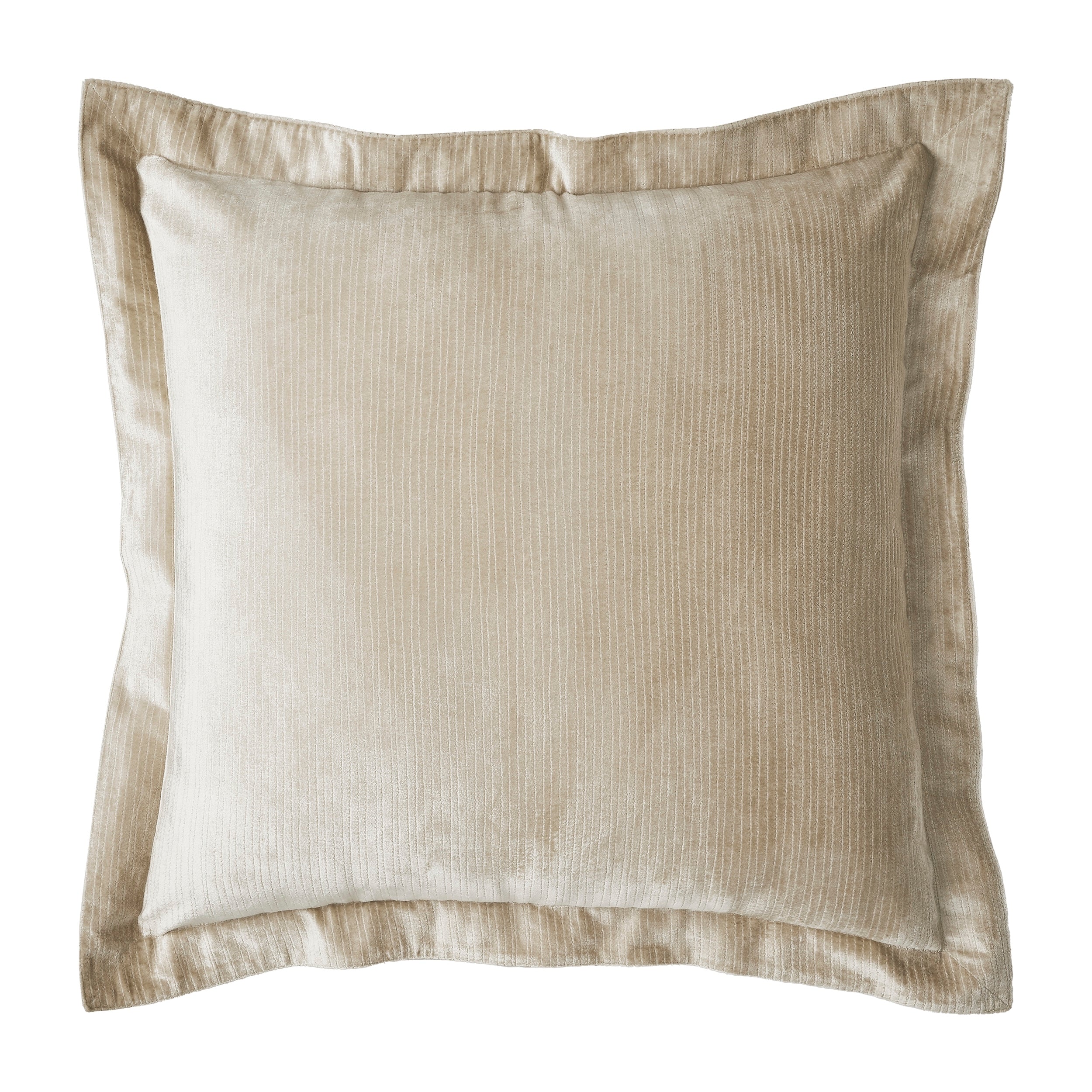 ES-053-2626_1|Luxurious beige velvet ribbed duvet cover with elegant ruffled edge detail. Plush texture for supreme comfort.