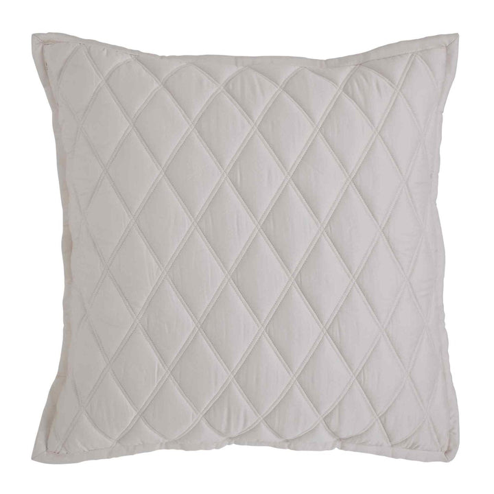ES-180-2626_1|White quilted coverlet pillow sham with diamond stitching, soft textured fabric. Stylish bedding accessory.